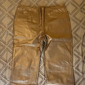 Vintage Chocolate Brown Genuine Leather Pants